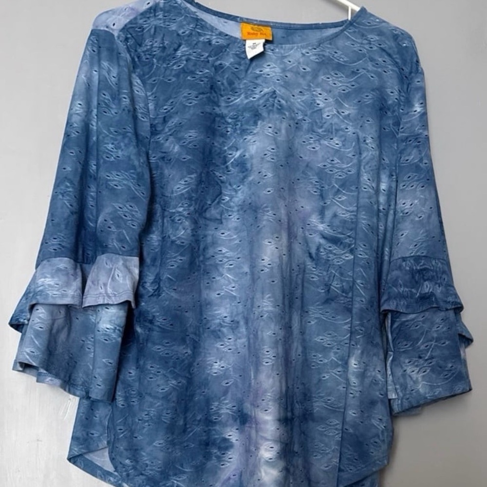 Ruby Rd. Light Blue Eyelet Blouse - image 2